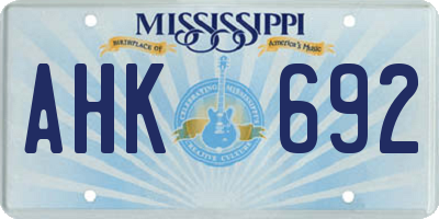 MS license plate AHK692