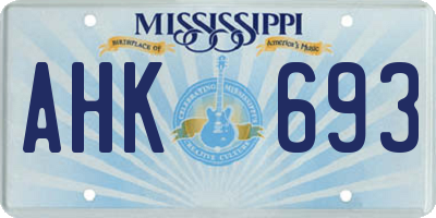 MS license plate AHK693