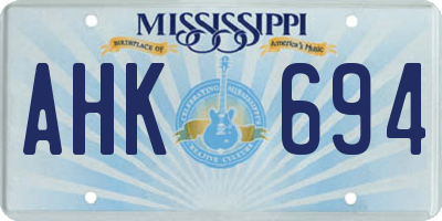 MS license plate AHK694