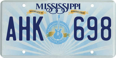 MS license plate AHK698