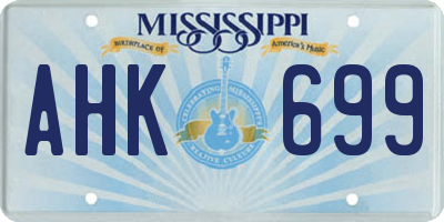 MS license plate AHK699