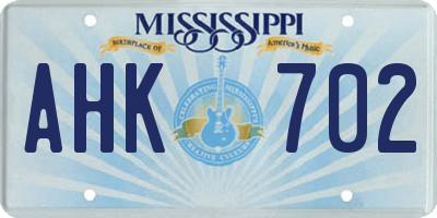 MS license plate AHK702