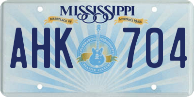 MS license plate AHK704