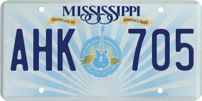 MS license plate AHK705