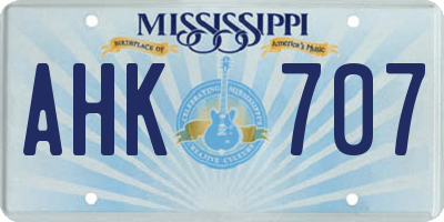 MS license plate AHK707