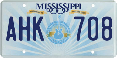 MS license plate AHK708