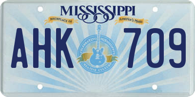 MS license plate AHK709
