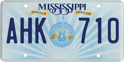 MS license plate AHK710