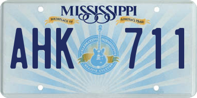 MS license plate AHK711