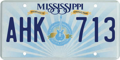 MS license plate AHK713