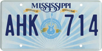 MS license plate AHK714