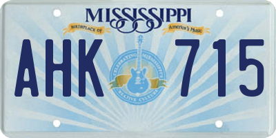 MS license plate AHK715