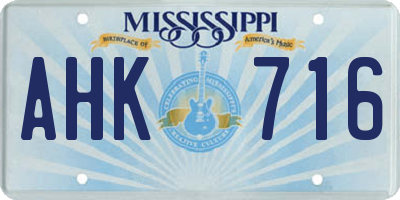 MS license plate AHK716