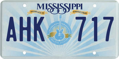 MS license plate AHK717