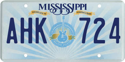 MS license plate AHK724
