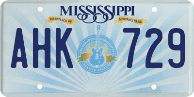 MS license plate AHK729