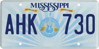 MS license plate AHK730