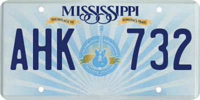 MS license plate AHK732