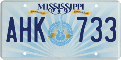 MS license plate AHK733