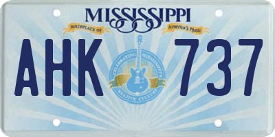 MS license plate AHK737