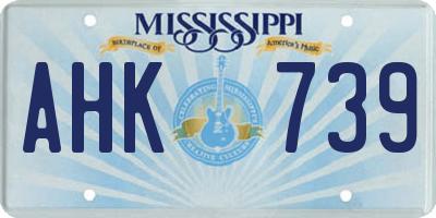 MS license plate AHK739
