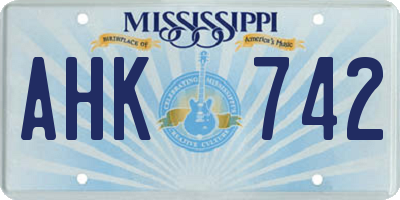 MS license plate AHK742