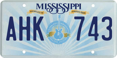 MS license plate AHK743