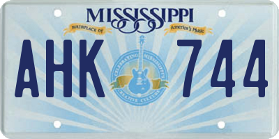 MS license plate AHK744