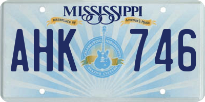 MS license plate AHK746
