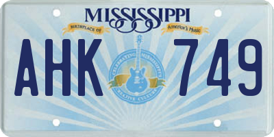 MS license plate AHK749