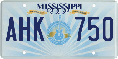 MS license plate AHK750