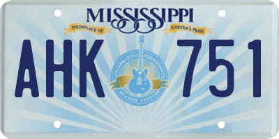 MS license plate AHK751