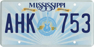 MS license plate AHK753