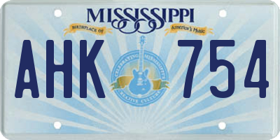 MS license plate AHK754