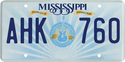 MS license plate AHK760