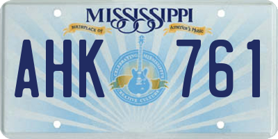 MS license plate AHK761
