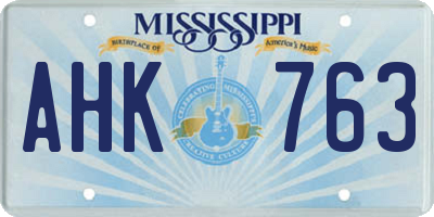 MS license plate AHK763