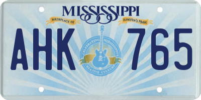 MS license plate AHK765