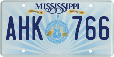 MS license plate AHK766