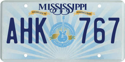 MS license plate AHK767