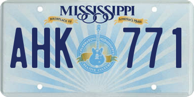 MS license plate AHK771