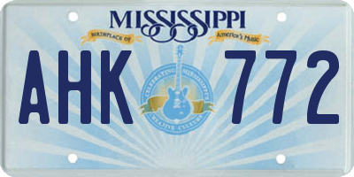MS license plate AHK772