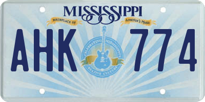 MS license plate AHK774