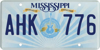 MS license plate AHK776
