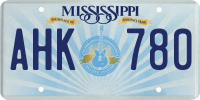 MS license plate AHK780