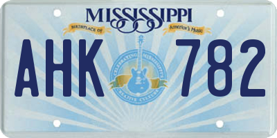 MS license plate AHK782