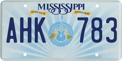 MS license plate AHK783