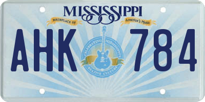MS license plate AHK784