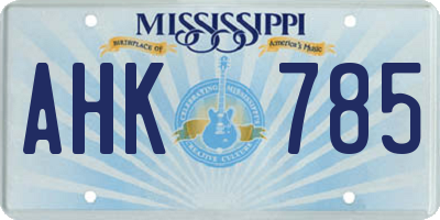 MS license plate AHK785