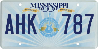 MS license plate AHK787